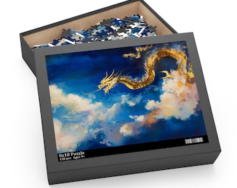 Legpuzzel Gouden Draak van Fortuin | Luxe puzzel met mythische wezens voor volwassenen | Cadeau muurkunst (120 | 252 | 500 stuks)