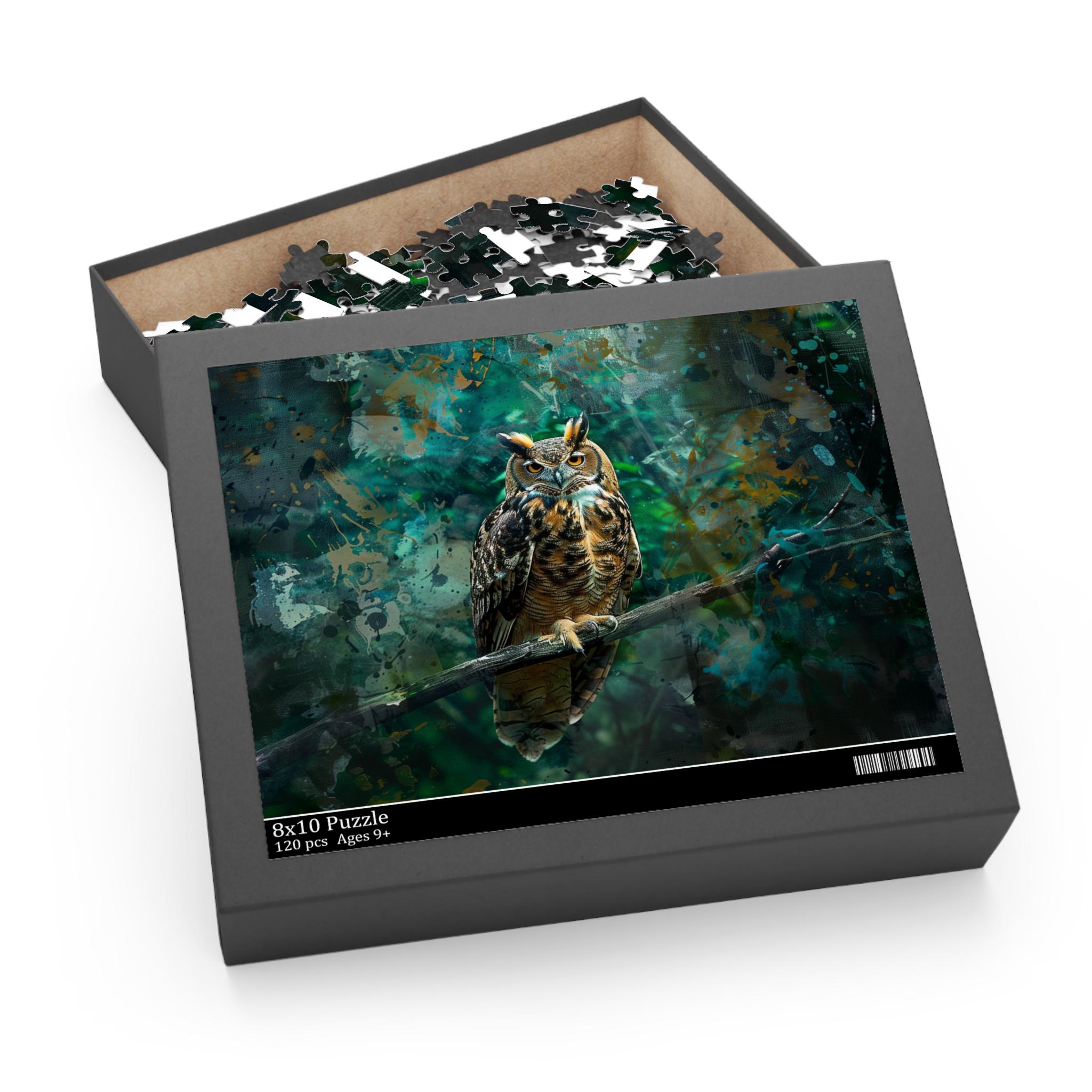 Golden Owl That Brings Good Fortune Jigsaw Puzzle | Elegant Bird Puzzle for Adults | Wall Art Gift (