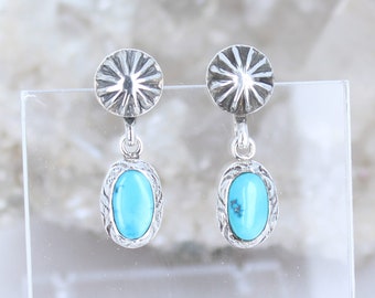 HERMOSO KINGMAN TURQUESA Pendientes Sterling Rústico Boho Chic