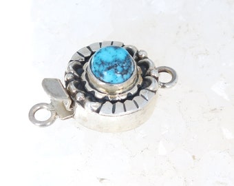 Sonoran Blue Jay Turquoise Clasp Moon Petal Design Sterling