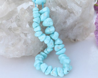 RARE WHITE CREEK Turquoise Beads 6-15mm 9"