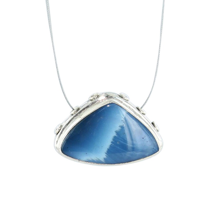 BLUE OWYHEE OPAL Spacer Bead Pendant Sterling Silver