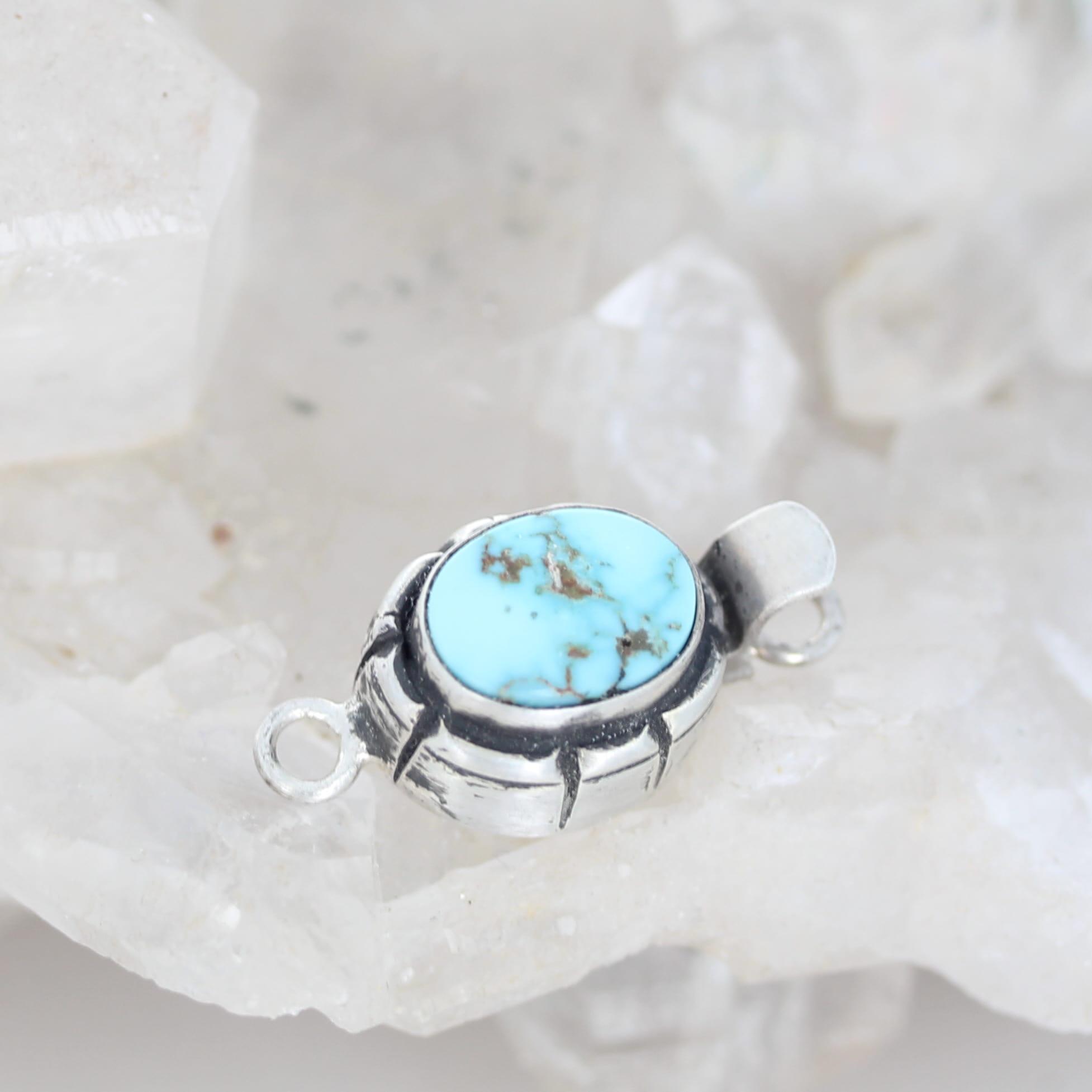 Vintage Rare DRY CREEK TURQUOISE Clasp Light Cream Blue Sterling