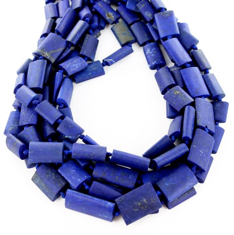 MATTE FINISH LAPIS Beads Flat Barrel 16