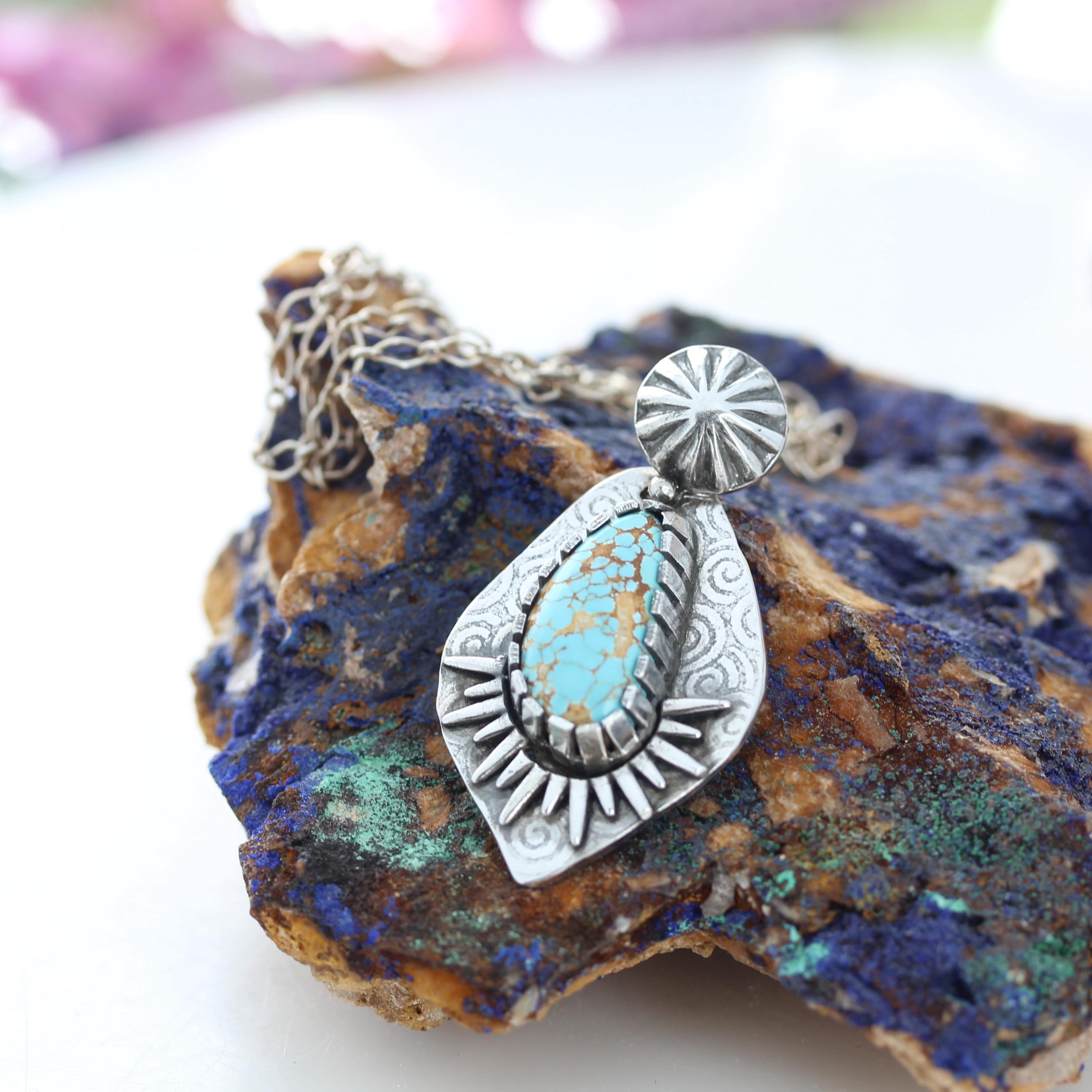 Gem Lone Mountain turquoise ペンダント Gem Grade Lone Mountain Turquoise Pendant Necklace Sterling