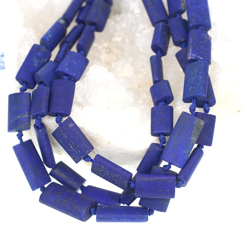 MATTE FINISH LAPIS Beads Flat Barrel 16