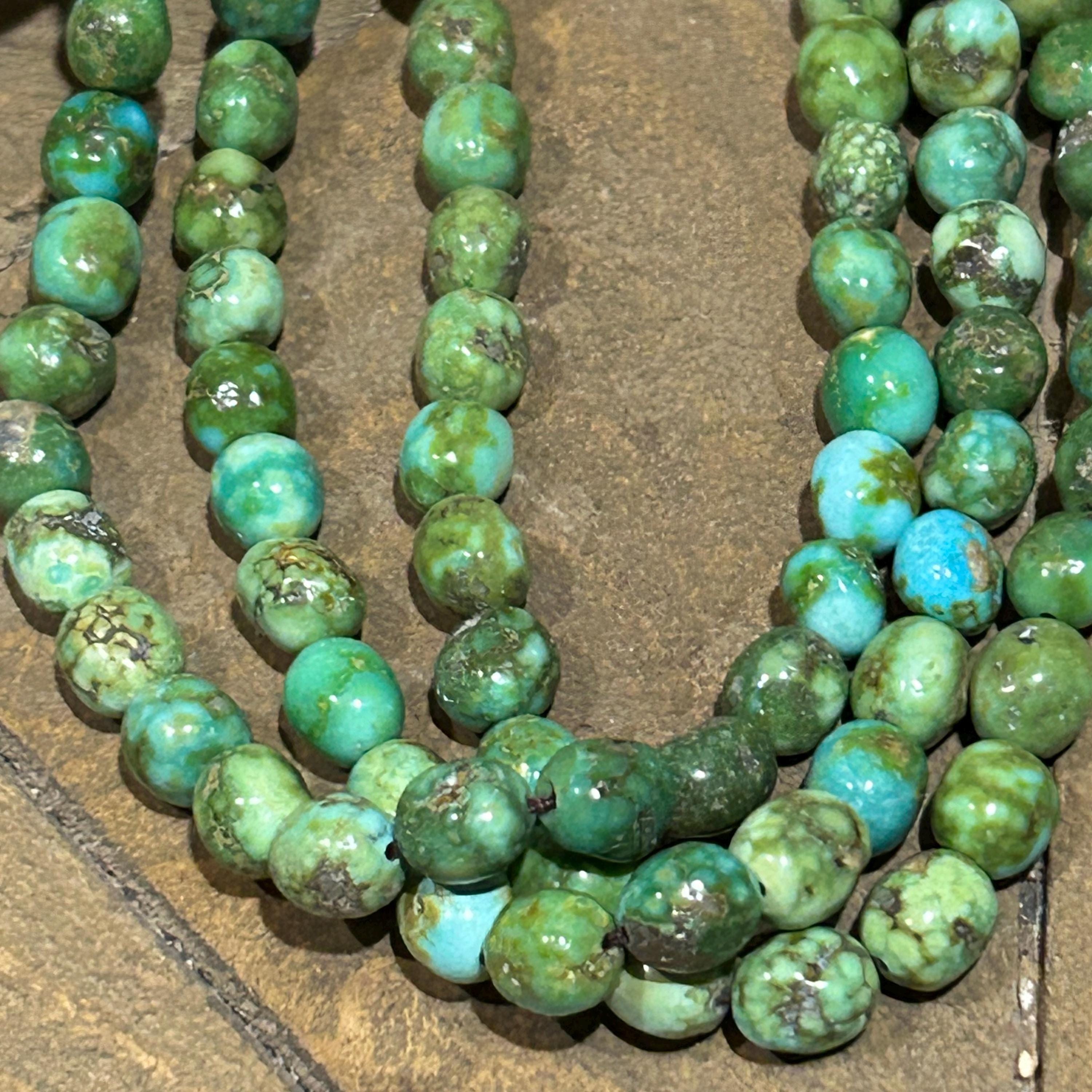 AAA Sonoran Gold Turquoise Beads Lime Green Blue Semi Round 7.5