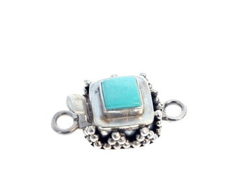 Sleeping Beauty Turquoise Clasp 6mm Square Granulated