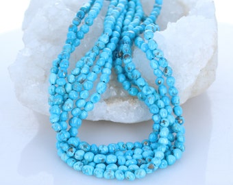 BLUE BIRD TURQUOISE Beads 4.5-5mm Semi Round Blue Arizona