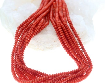 Rondelles de corail italien rouge tomate foncé AAA, 5 mm, lot de 10