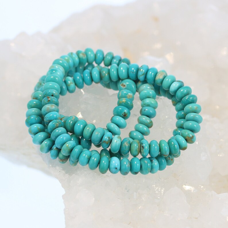 FOX MINE TURQUOISE Beads Rondelles Light Teal 5mm