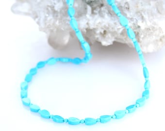 Sleeping Beauty Turquoise Necklace Heart Shaped Beads 18K Gold