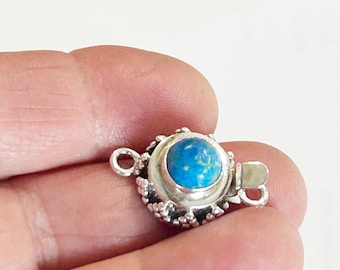 Vintage Rare DRY CREEK TURQUOISE Clasp Light Cream Blue Sterling
