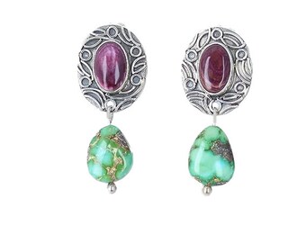 Sonoran Gold Turquoise Purple Spiny Oyster Earrings Posts Dangles