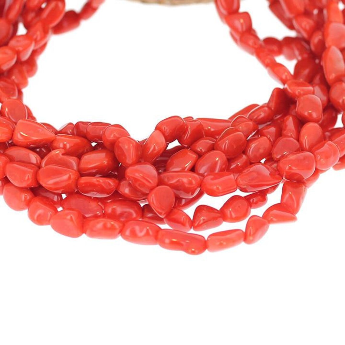 Red Italian Coral Beads Pebble 6X7Mm 18 Etsy