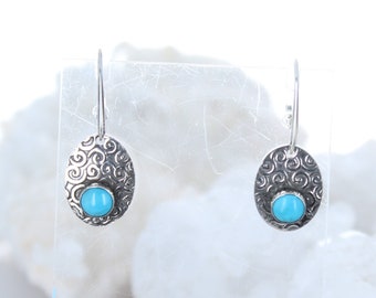 Sonoran Rose Turquoise Earrings Sterling Spiral Design