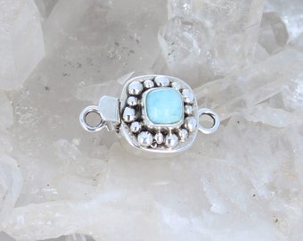 Pretty Larimar Sterling Silver Ball Design Clasp