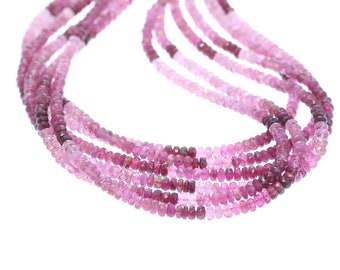 MAGENTA TOURMALINE FACETED Beads 4mm Rondelles Shaded Colors NewWorldGems