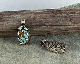 Armenian Turquoise Pendant Oval Sterling