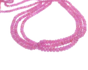 Sapphire Beads Faceted Rondelles Hot Pink 3-5.5mm 16&quot;