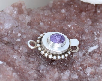 Charoite Clasp Classic Style 5x7mm Oval Sterling