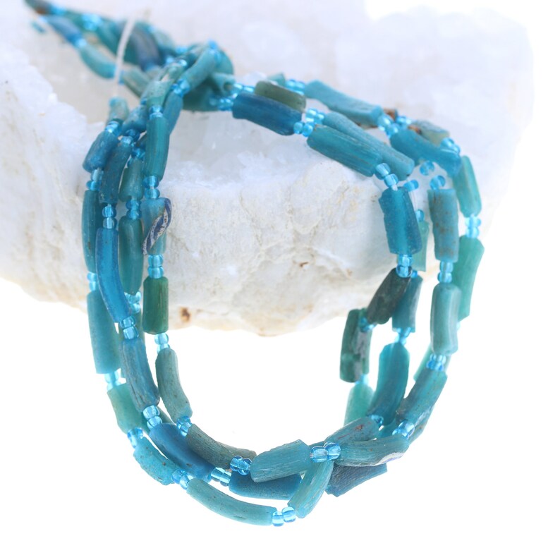 ANCIENT ROMAN GLASS Beads Cerulean Blue 16