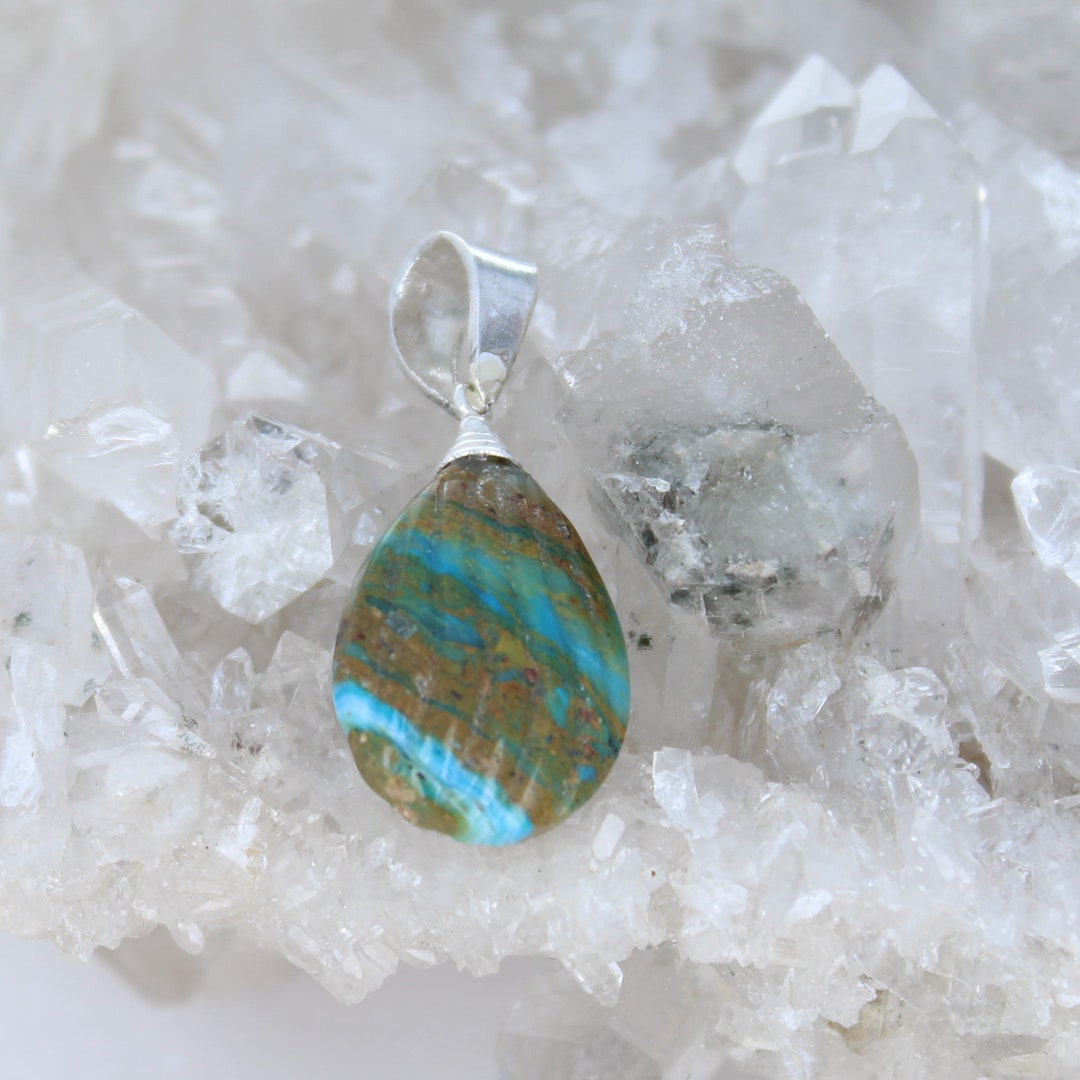 Blue Peruvian Opal Carved Shell Pendant Necklace Sterling Silver - Etsy