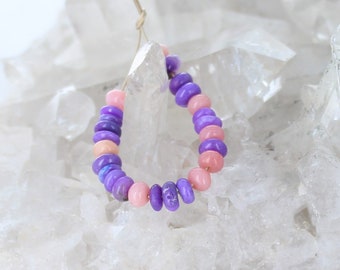 Pink Magenta SUGILITE BEADS RONDELLE and Pink Opals