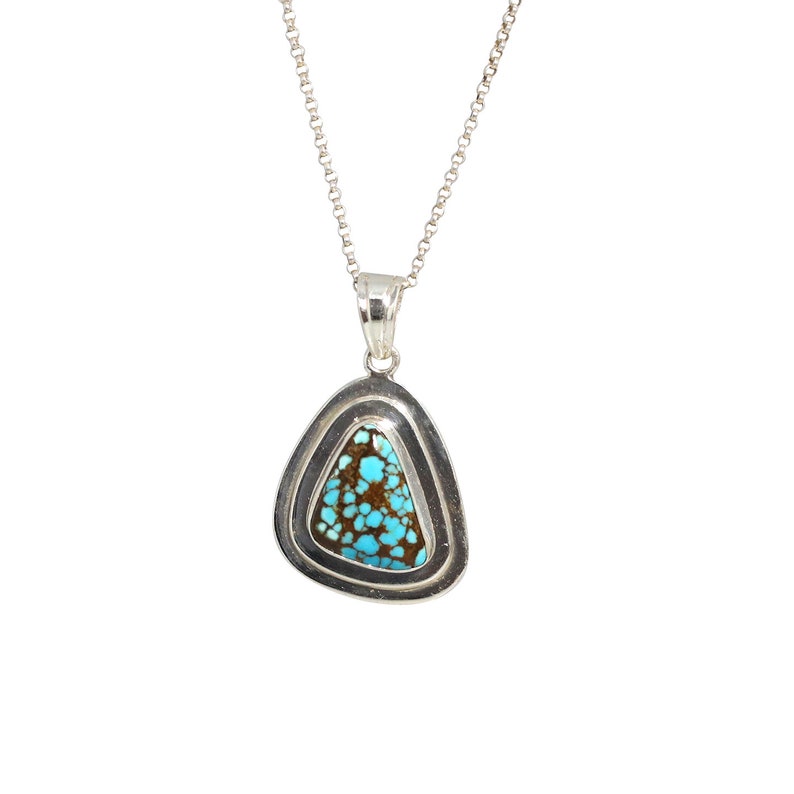TURQUOISE STERLING PENDANT Rare #8 Mine Triangle Sterling