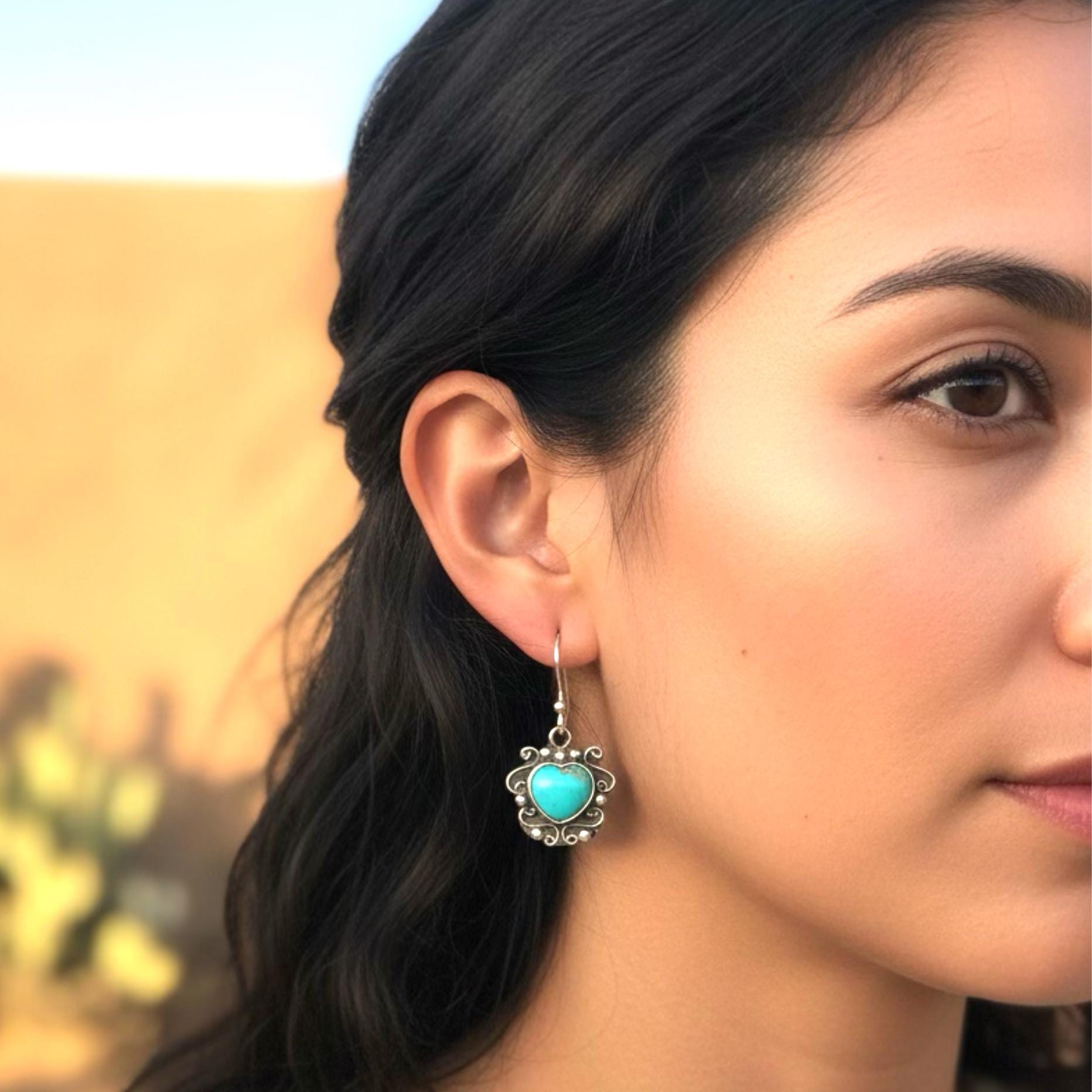 14kgfキングマンターコイズハート・スリーピングビューティーターコイズピアス/ 14kgfキングマンターコイズハート・スリーピングビューティー