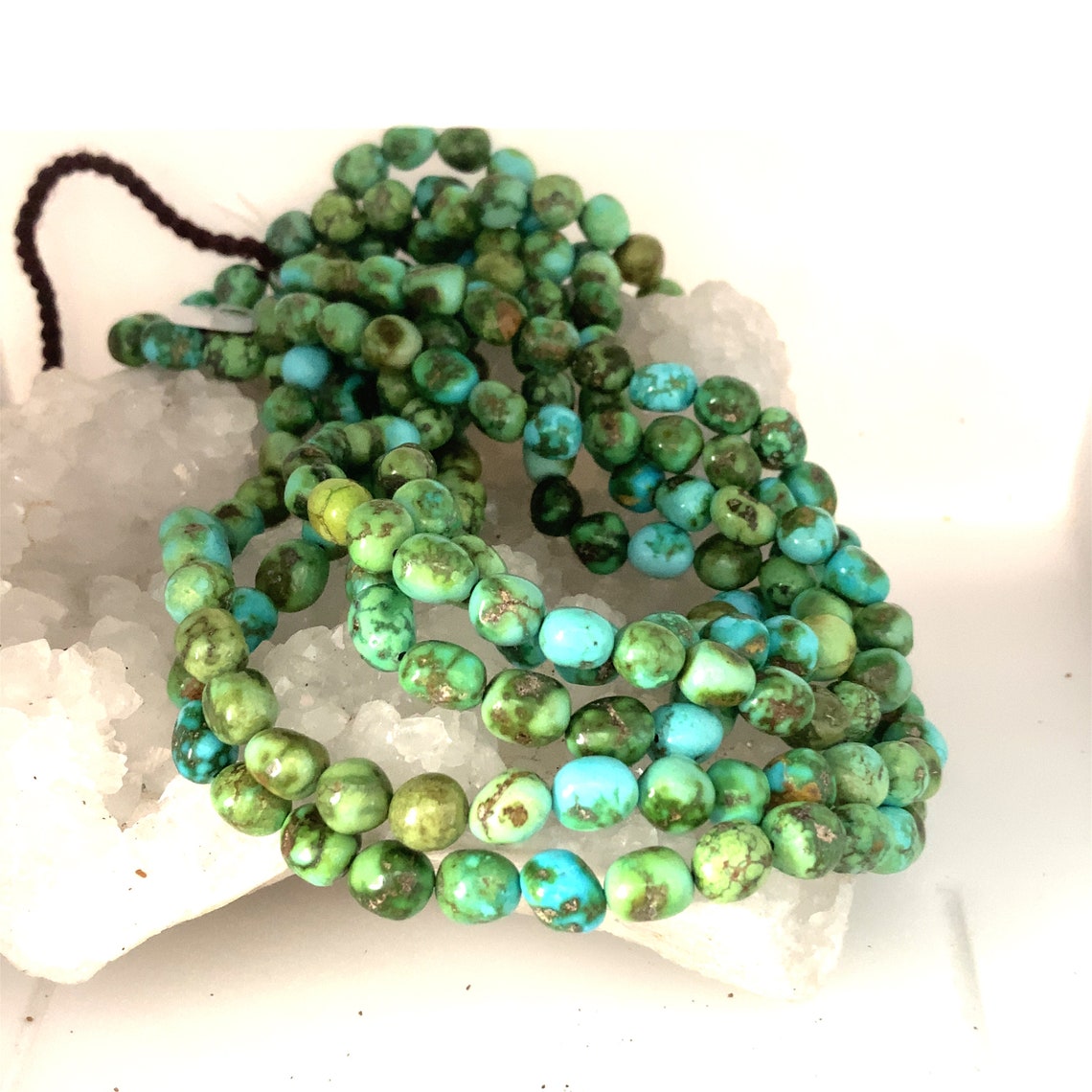AAA Sonoran Gold Turquoise Beads Lime Green Blue Semi Round Etsy