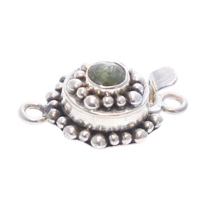 SAPPHIRE CLASP Faceted Green Champagne Color Sterling