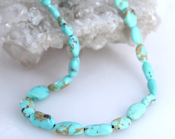 Sonoran Gold Turquoise Beads Bright Blue 8-18mm 16"