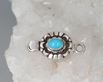 SLEEPING BEAUTY TURQUOISE Clasp Sterling Moon Petal Design Oval 6x4mm