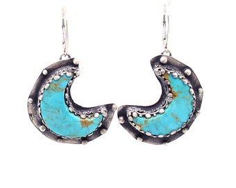 Pendientes de luna creciente turquesa Kingman azul de ley