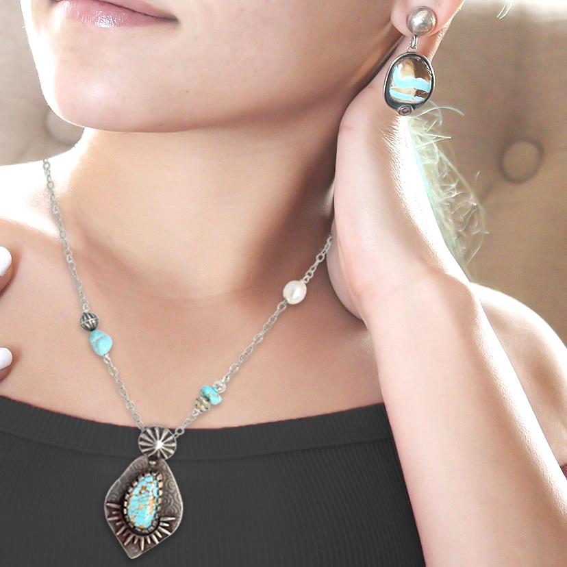 Gem Grade Lone Mountain Turquoise Pendant Necklace Sterling