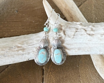 Vintage Rare DRY CREEK TURQUOISE Clasp Light Cream Blue Sterling