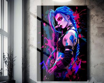 Arte murale in metallo con tema anime, poster anime - Decorazione per la stanza di Otaku / Stampa in alluminio lucido, cartello in metallo con tema anime, regali per fan di anime, arte murale giapponese