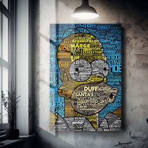 Poster in metallo di Homer Simpson - Decorazione murale lucida, decorazione della cultura pop, regalo divertente dei Simpson per i fan, regalo di compleanno, poster dei cartoni animati, decorazione murale in metallo