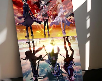 Arte mural metálico de anime, póster de anime: decoración de pared de metal brillante / impresión de aluminio de anime, letrero metálico de anime, regalo para amantes del anime, arte mural japonés