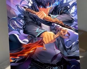 Arte murale in metallo con anime, poster anime - Decorazione per la stanza di Otaku / Stampa artistica in alluminio con anime, cartello in metallo con anime, regali per fan di anime, arte murale giapponese