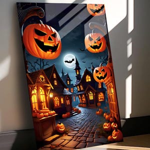 Halloween Wall Art – Pumpkin Metal Sign | Spooky Haunted House Decor | Gothic Home Decor & Trick or Treat Gift, Halloween Metal Poster