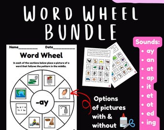 Word Wheels With Symbols | Cut & Glue Worksheets | Phonics | Spelling | Reading for Kindergarten and Primary | PDF