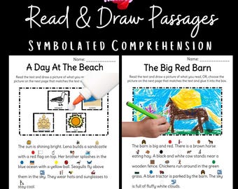 Lesen & Zeichnen Symbol Unterstützte Passagen | Differenziertes Verstehen | 30 Seiten PDF