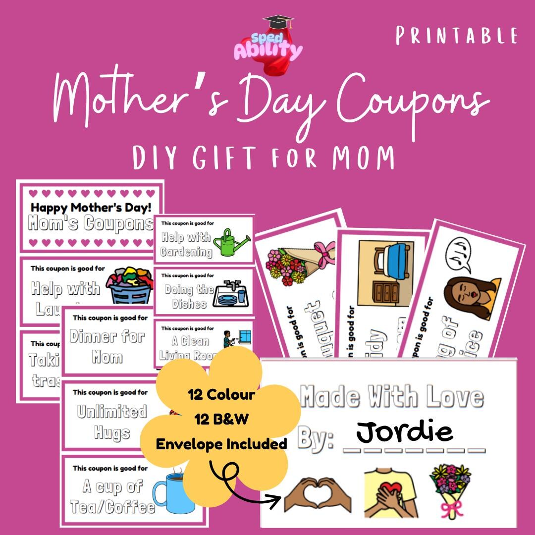 Mother's Day DIY Coupons Activity | Symbol Supported Gift From Students ...