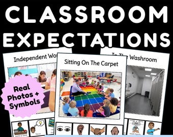 Classroom Expectation & Rules Posters | Visual Symbol Supported | Behaviour Management Templates | Kindergarten Rules | PDF
