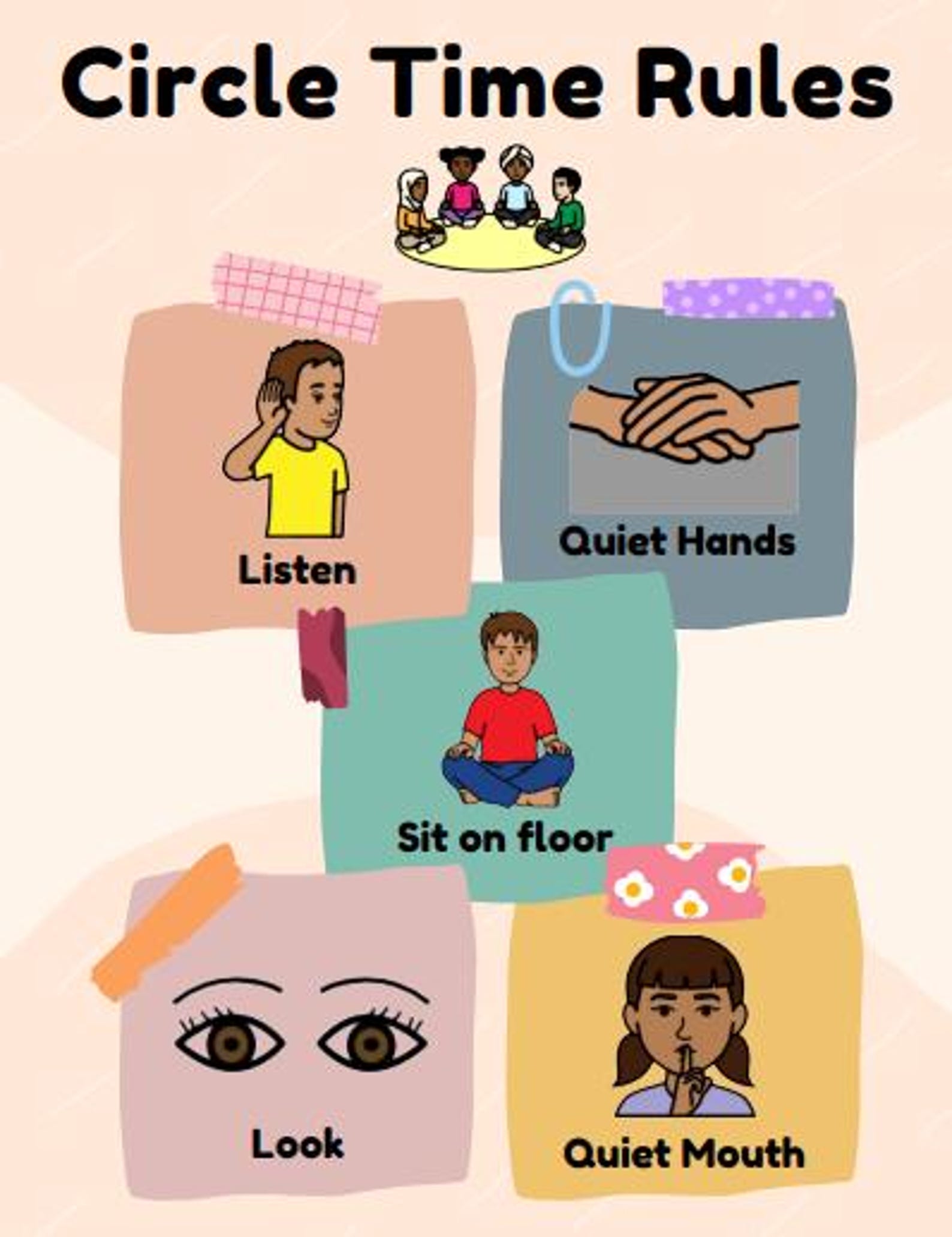 Circle Time Rules Poster | Visual Classroom Expectations for Carpet ...