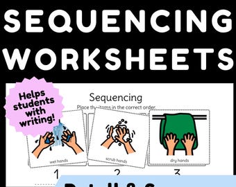 Basic Skills Sequencing | 30 Cut & Glue Worksheets | Symbolated Special Ed | Differentiated