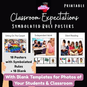 Classroom Expectation & Rules Posters | Visual Symbol Supported | Behaviour Management Templates | Kindergarten Rules | PDF