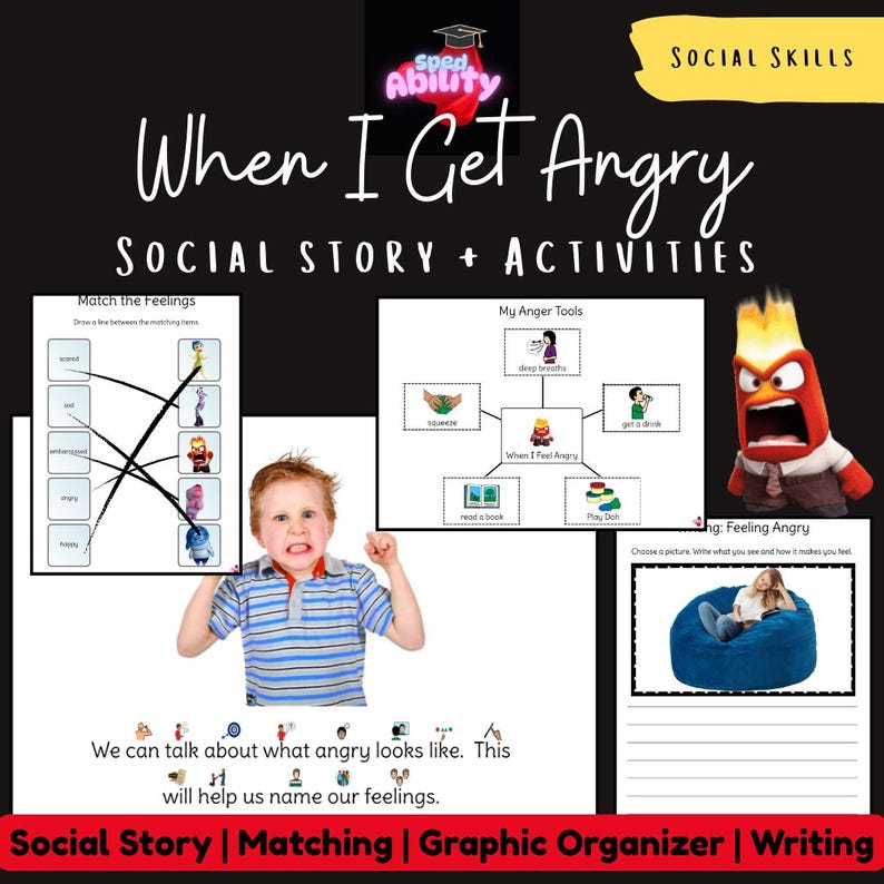 When I Get Angry | Social Story & Activities | Anger Management | Self ...